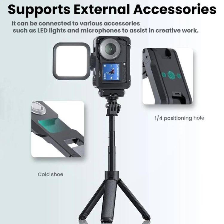 For DJI Osmo Action 6 Joyshot Dual-Open Metal Cage Aluminum Protective Frame with 1/4-inch Screw Holes & Cold Shoe Mount