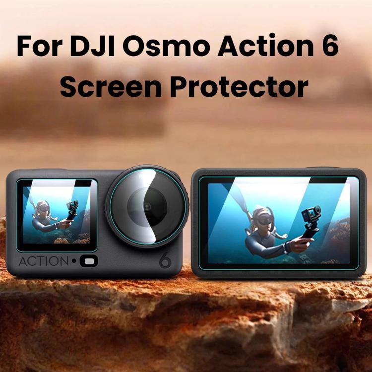 For DJI Osmo Action 6 Tempered Glass Screen Protector HD Clear Lens Film Kit