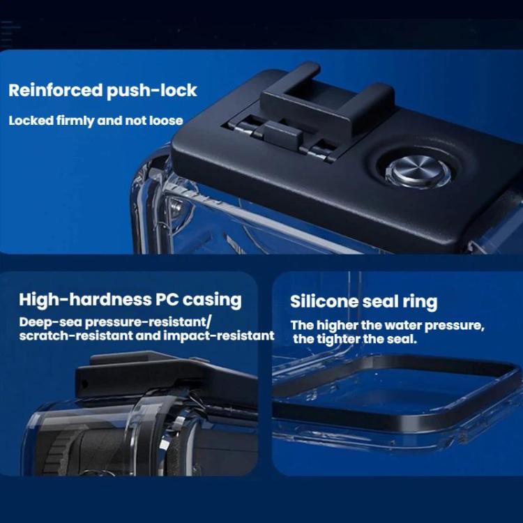 For DJI Osmo Action 6 Waterproof Case 70m IPX8 Dive Housing with Dual Cold Shoe