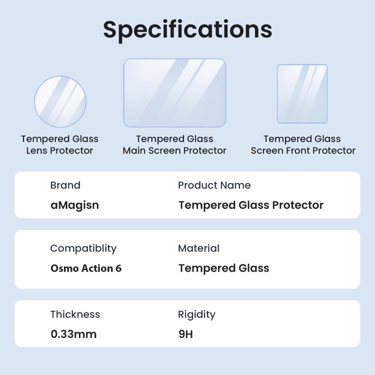 For DJI Osmo Action 6 aMagisn 9H Hardness Tempered Glass Screen Protector