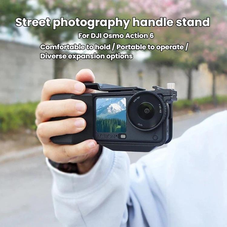 For DJI Osmo Action 6 Street Photo Handle Action Camera Handheld Bracket Cage Accessory, Frame Black, Frame Orange, Frame+Lens Cap Black, Frame+Lens Cap Oramge