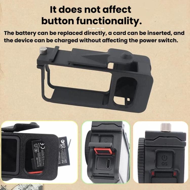 For DJI Osmo Action 6 Street Photo Handle Action Camera Handheld Bracket Cage Accessory, Frame Black, Frame Orange, Frame+Lens Cap Black, Frame+Lens Cap Oramge