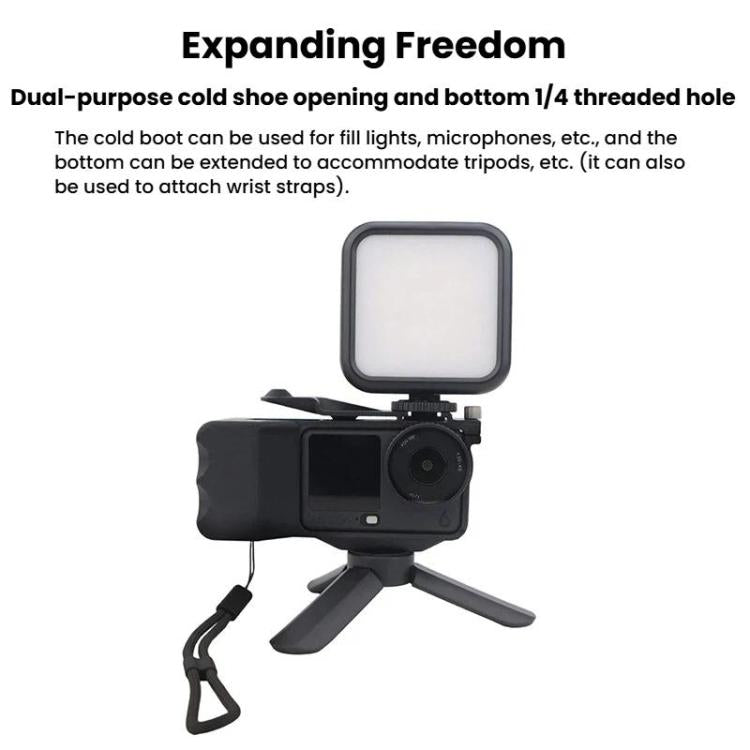 For DJI Osmo Action 6 Street Photo Handle Action Camera Handheld Bracket Cage Accessory, Frame Black, Frame Orange, Frame+Lens Cap Black, Frame+Lens Cap Oramge