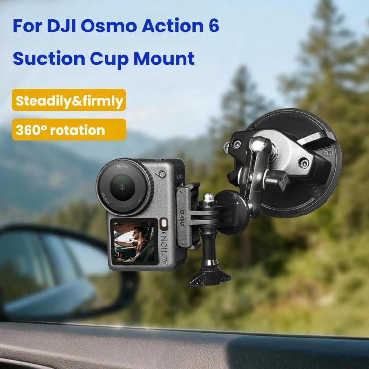For DJI Osmo Action 6 Suction Cup Mount 360-degree Rotatable Car Windshield Mount with Vacuum Base