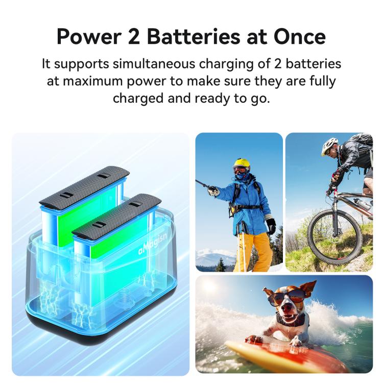 For Insta360 X4 Air AMagisn Dual Battery Charging Dock Rapid Fast Charger Station For 2 Batteries Simultaneously With LED Indicator