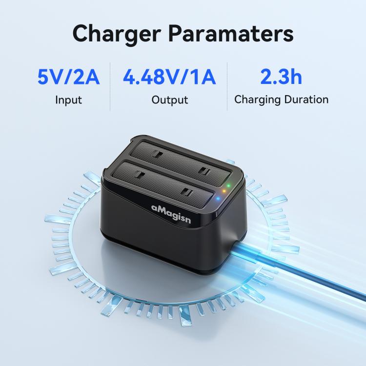 For Insta360 X4 Air AMagisn Dual Battery Charging Dock Rapid Fast Charger Station For 2 Batteries Simultaneously With LED Indicator