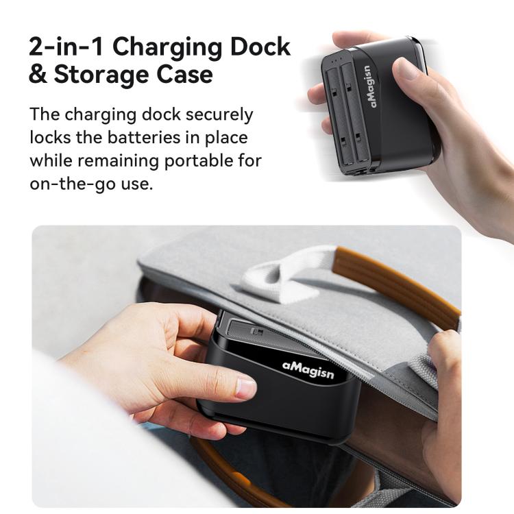 For Insta360 X4 Air AMagisn Dual Battery Charging Dock Rapid Fast Charger Station For 2 Batteries Simultaneously With LED Indicator