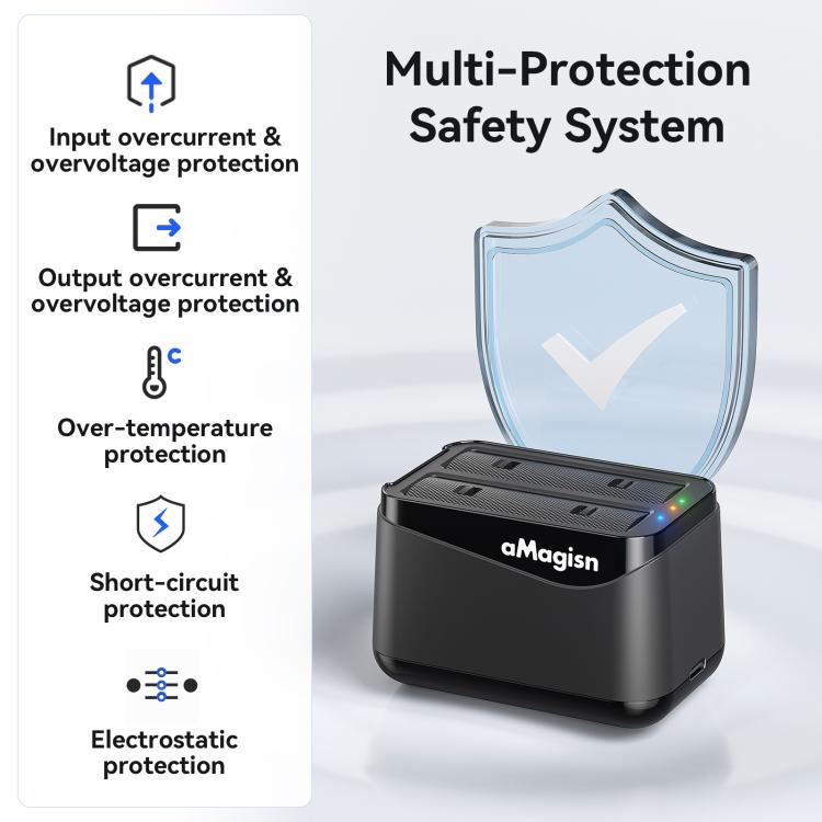 For Insta360 X4 Air AMagisn Dual Battery Charging Dock Rapid Fast Charger Station For 2 Batteries Simultaneously With LED Indicator