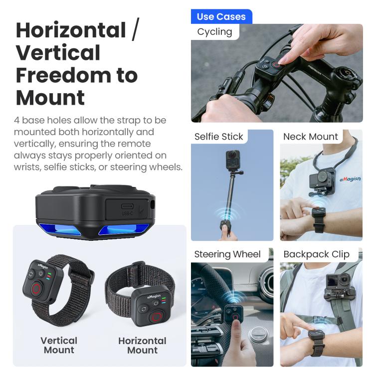 aMagisn Bluetooth Remote Shutter for DJI Osmo Action 6/Action 5 Pro/Action 4/Osmo 360, For DJI Osmo Action 50m