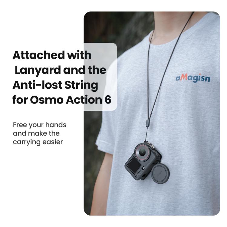 For DJI Osmo Action 6 aMagisn Silicone Case With Lens Cap Anti-Scratch Protective Cover
