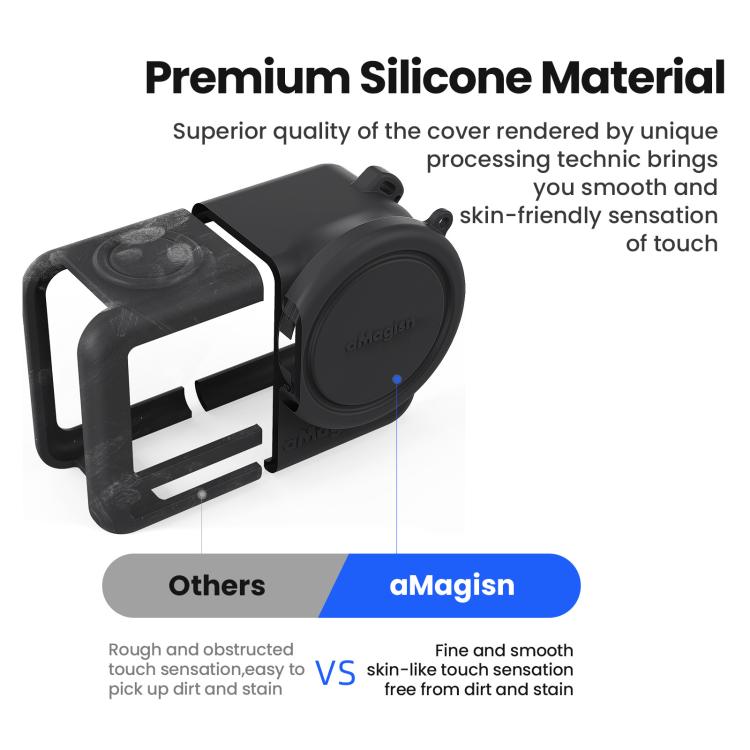 For DJI Osmo Action 6 aMagisn Silicone Case With Lens Cap Anti-Scratch Protective Cover