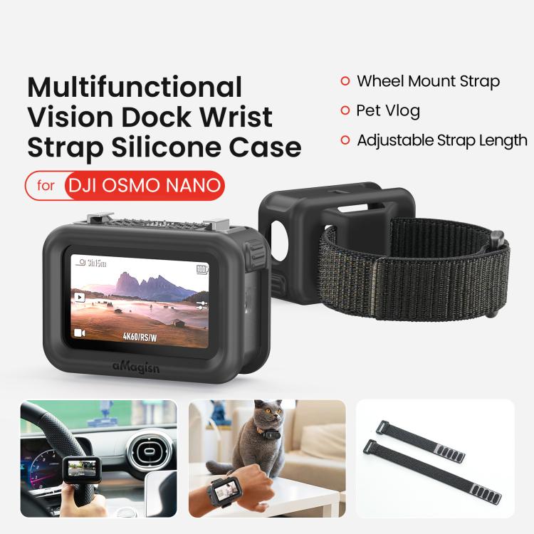For DJI Osmo Nano Vision Dock aMagisn Silicone Case With Multifunctional Wrist Strap