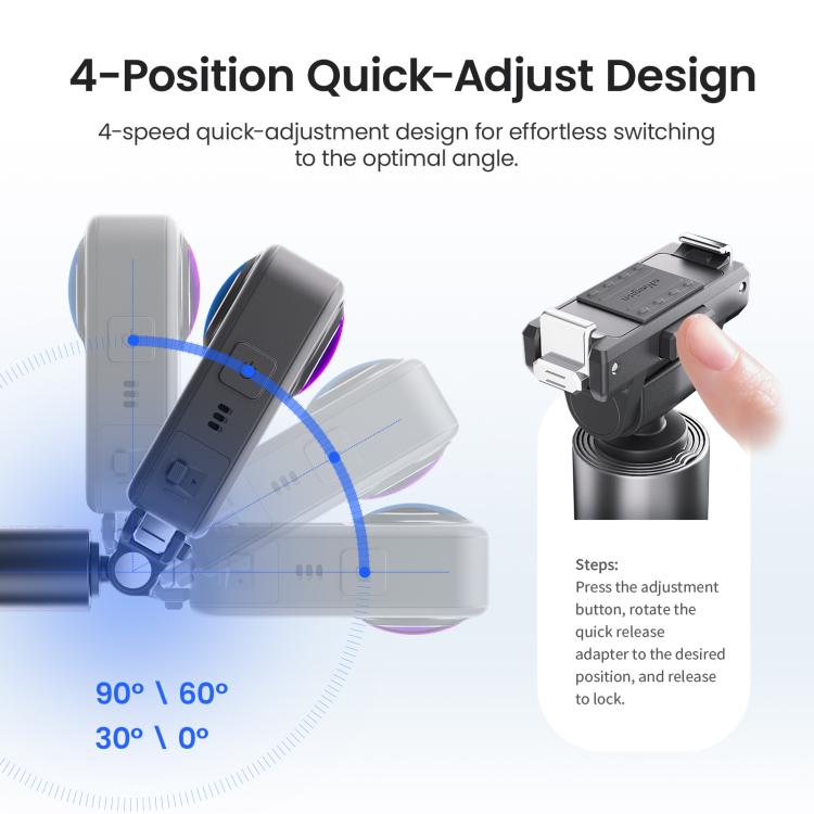 120cm Quick-Release Selfie Stick Gimbal, For DJI Osmo 360 / Action 5 Pro / Action 4 / Action 3, PD16