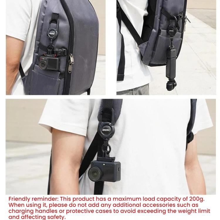 For DJI Osmo Action 6 / Pocket 3 / 4 BRDRC Action Camera Telescopic Backpack Carabiner