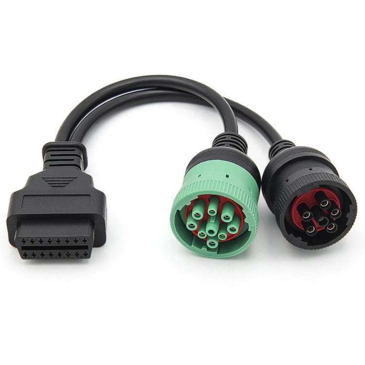 9+6 Pin Truck Adapter Cable OBD Diagnostic Tool J1939 / J1708 / J1587, 9+6 Pin