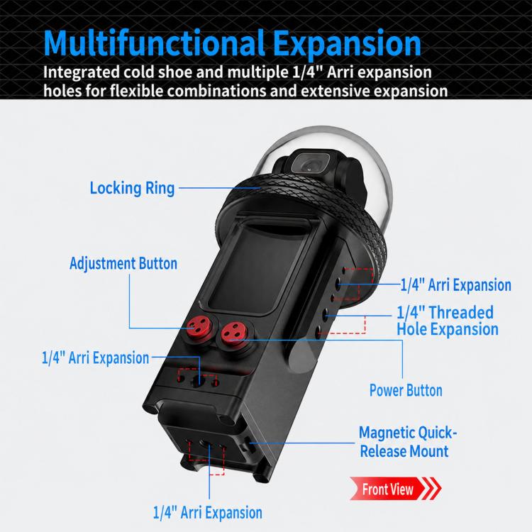 For DJI Osmo Pocket 3 Aluminium Waterproof Housing Case 80M Deep Diving Shell, Standard, Universal Dual-Card, Magnetic Quick-Release Dual-Card, 1 inch Ball Head
