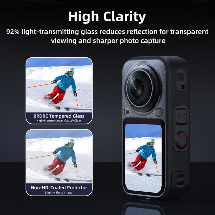 For Insta360 X6 BRDRC Dustproof Tempered Glass Screen Protector
