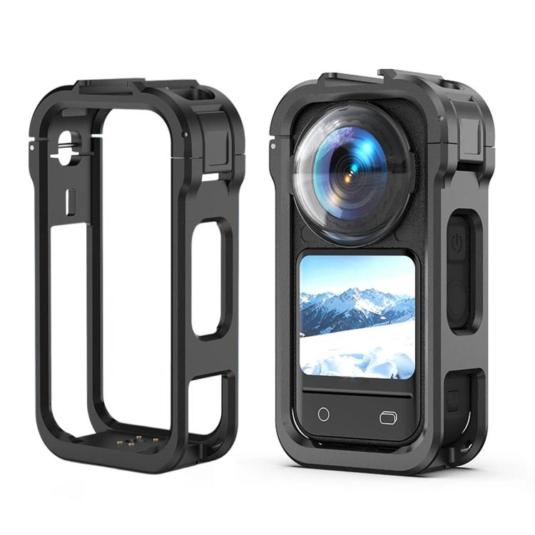 For Insta360 X6 PC Magnetic Quick-Release Frame Cage Protective Camera Housing With Cold Shoe, PC Material