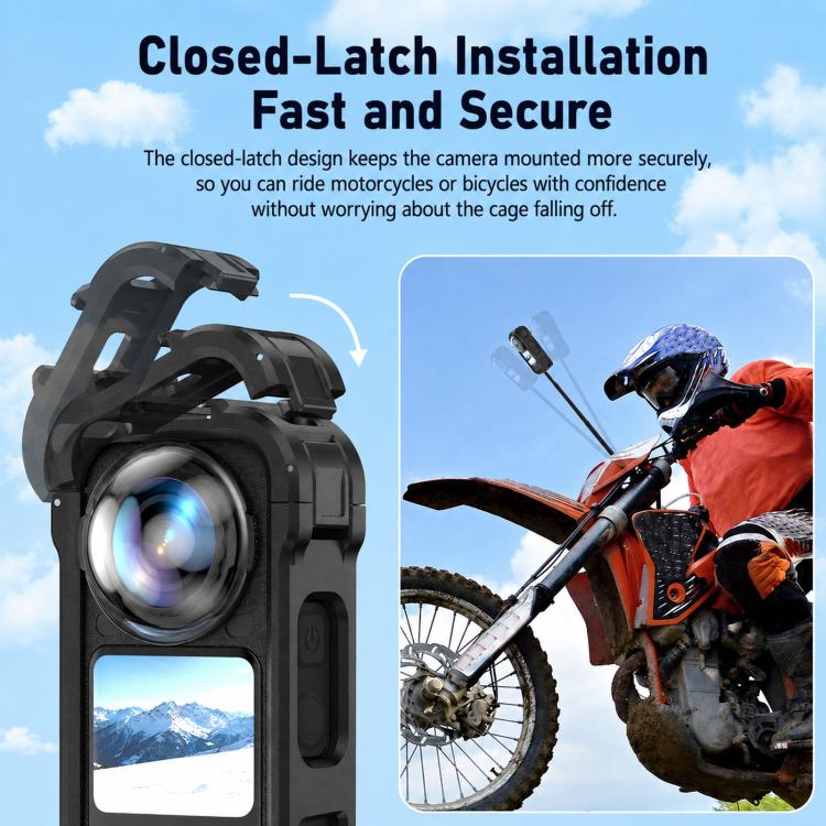 For Insta360 X6 PC Magnetic Quick-Release Frame Cage Protective Camera Housing With Cold Shoe, PC Material