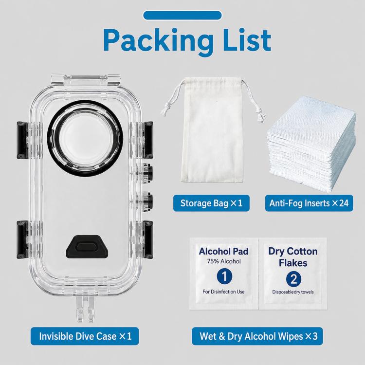 For Insta360 X6 Invisible Waterproof Housing 60m/197f Dive Case with Anti-Fog Inserts 2-prong Version, 2-prong Version