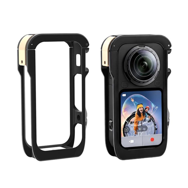 For Insta360 X6 Aluminum Alloy Camera Cage Magnetic Quick-Release Metal Frame with Cold Shoe Mount, Aluminum Alloy Cage