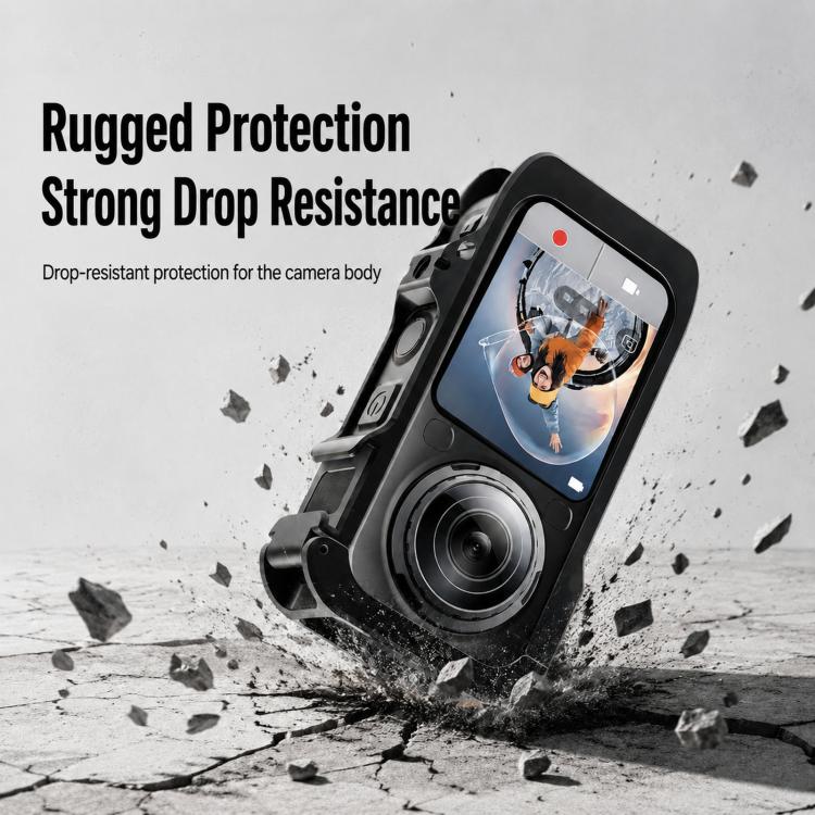 For Insta360 X6 Aluminum Alloy Camera Cage Magnetic Quick-Release Metal Frame with Cold Shoe Mount, Aluminum Alloy Cage