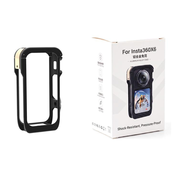 For Insta360 X6 Aluminum Alloy Camera Cage Magnetic Quick-Release Metal Frame with Cold Shoe Mount, Aluminum Alloy Cage