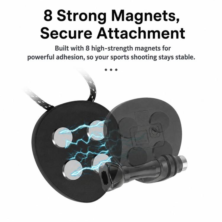 CQT Magnetic Neck Mount for Action Cameras Hands Free POV Quick Release Lanyard Holder, Single Bracket, With Adapter Set