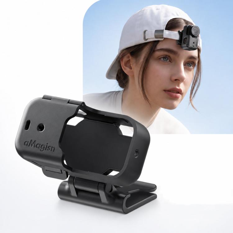 aMagisn Magnetic Cap Clip Mount 360 Rotatable Hat Brim Backpack Strap Clamp POV Vlog Mount, For Insta360 GO Ultra, For DJI Osmo Nano