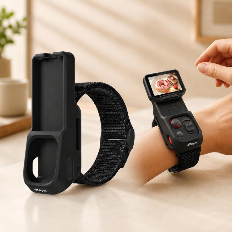 For Insta360 Luna Ultra Detachable Screen Monitor aMagisn Strap Silicone Case Adjustable Wristband Cover