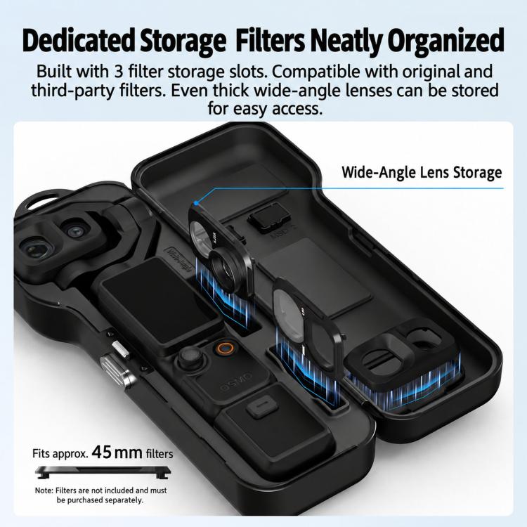 For DJI Osmo Pocket 4P BRDRC Screen Lens Protective Case Filter Storage Box