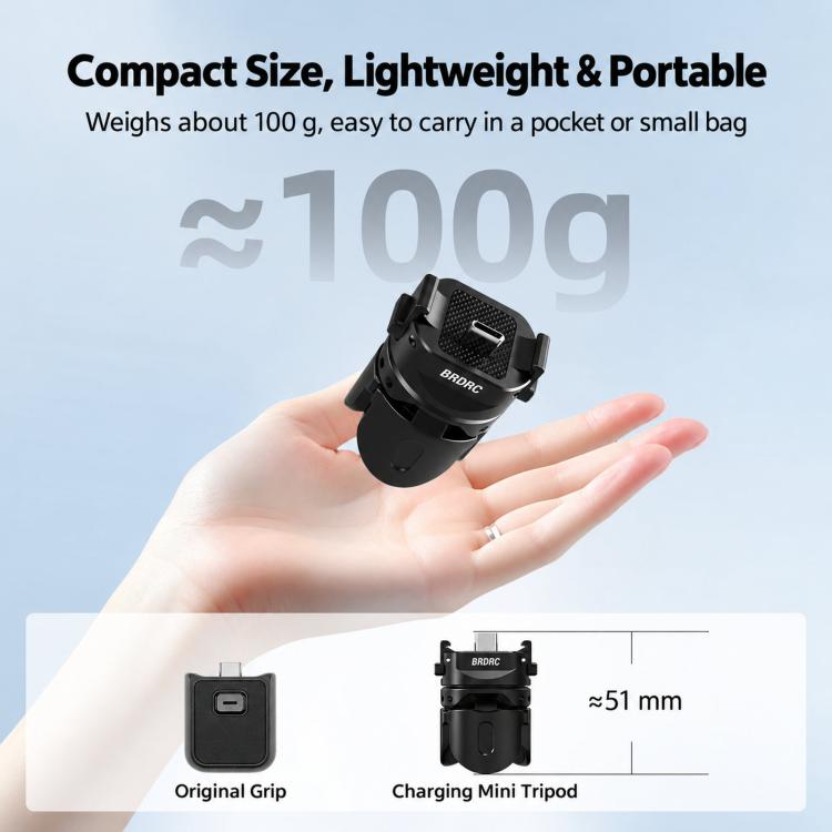 For DJI Osmo Pocket 4P / 4 / 3 BRDRC Foldable Magnetic Quick-Release Charging Tripod