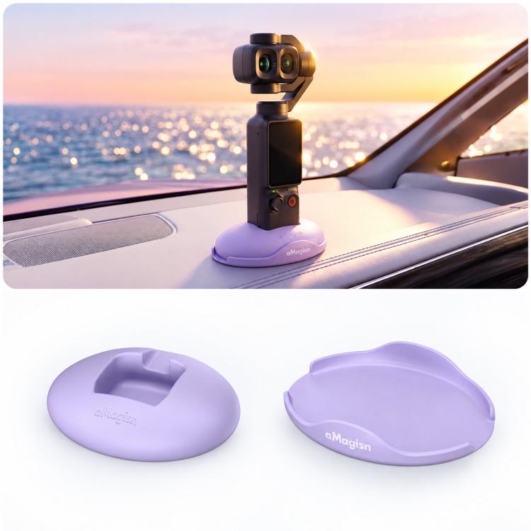For DJI Osmo Pocket 4P/4/3 aMagisn Car Silicone Stand Base Anti-Slip Dashboard Mount Holder, BD27 Black, BD27 Pink, BD27 Purple