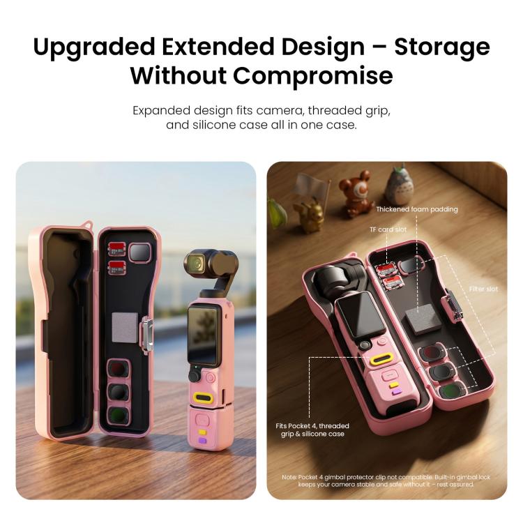 For DJI Osmo Pocket 4/3 aMagisn Extended Hard Carrying Case All-in-One Protective Storage Box, Extended Yellow, Extended Pink