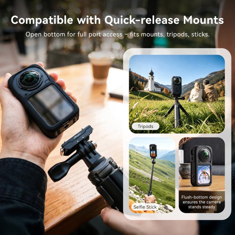 For Insta360 X6 Soft Anti-Scratch Rubber Cover Sleeve, aMagisn Body Case, aMagisn Lens Cap