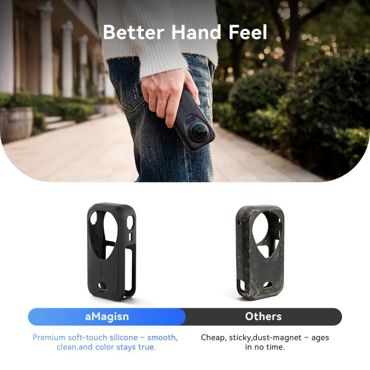 For Insta360 X6 Soft Anti-Scratch Rubber Cover Sleeve, aMagisn Body Case, aMagisn Lens Cap