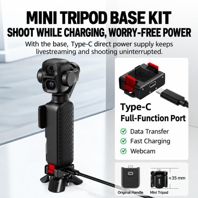 For DJI Pocket 4P / Insta360 X6 BRDRC Magnetic Tripod Mount Base