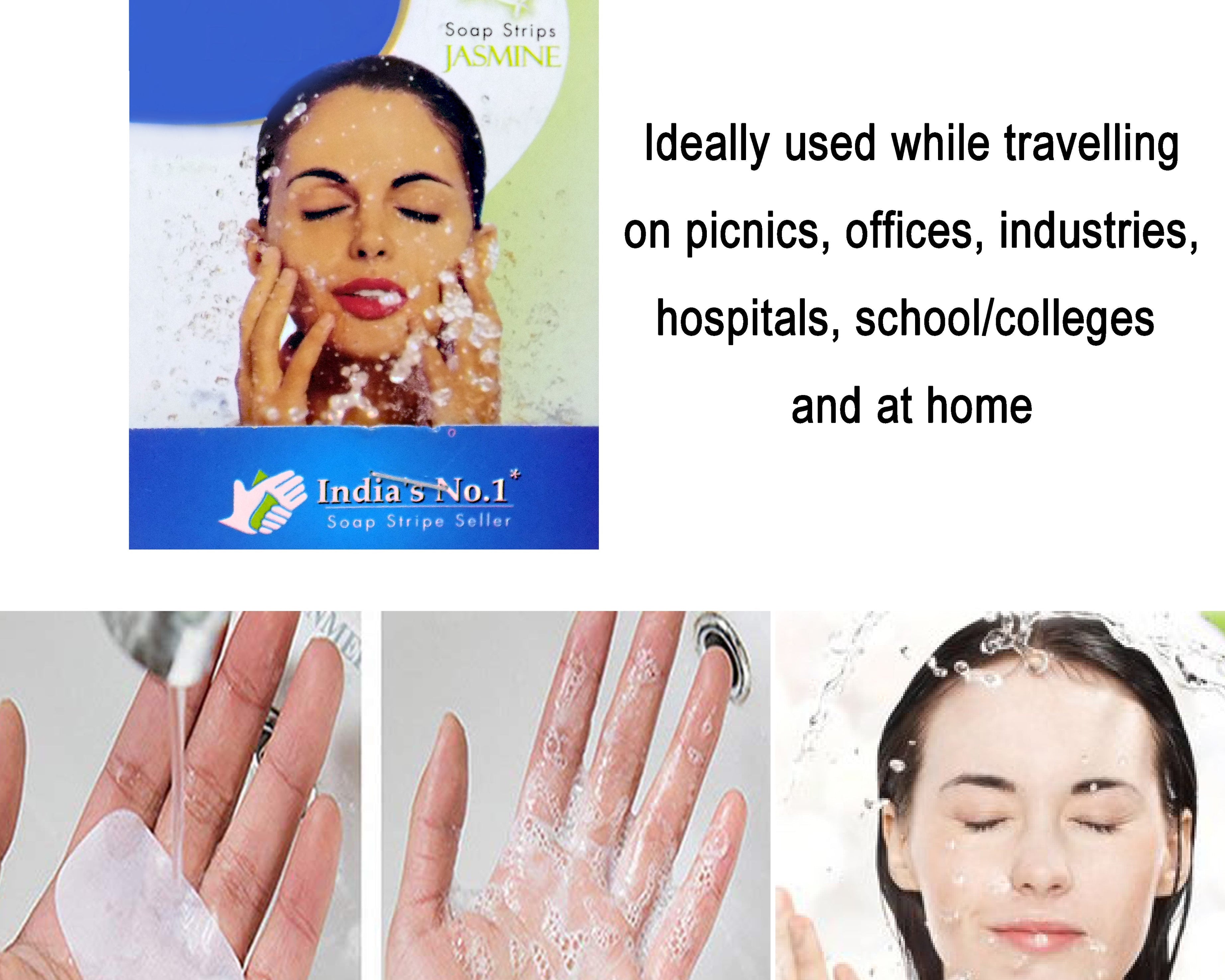 Jasmine-scented soap strips in travel pack.