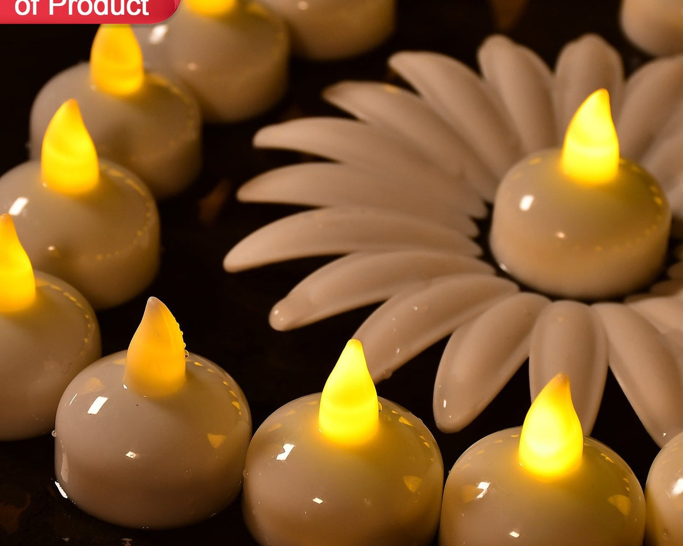 Set of 12 Flameless Floating Candles Battery Operated Tea Lights Tealight Candle - Decorative, Wedding.( Diya , Divo , Diva , Deepak , Jyoti ,)