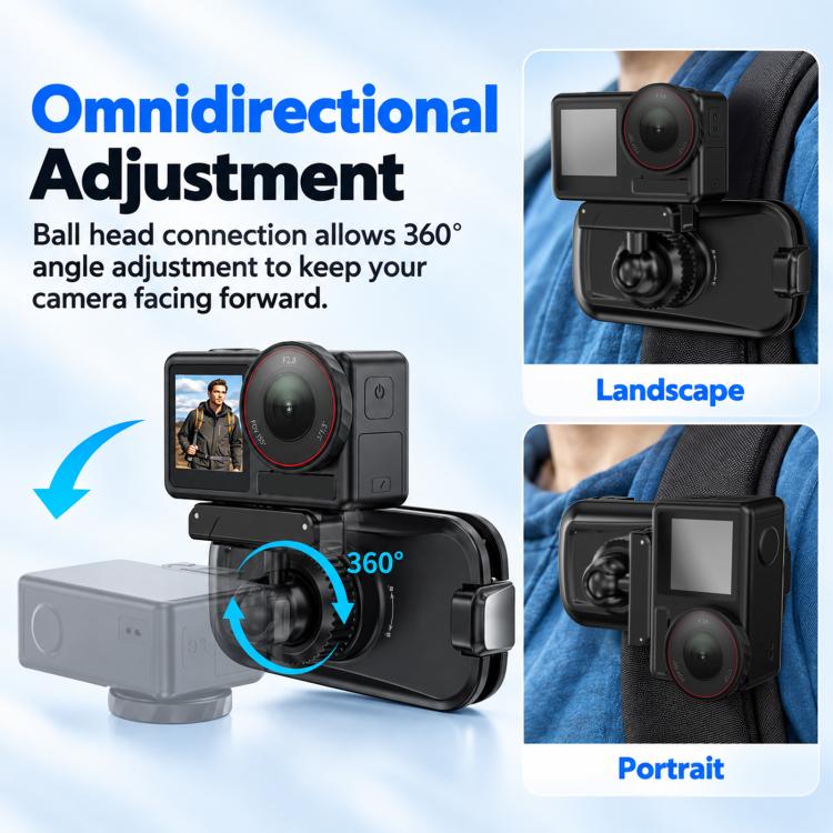 Magnetic Quick-Release Base Backpack Clamp Mount for DJI Action 3 / 4 / 5 Pro / Osmo 360, For DJI Action 3 / 4 / 5 Pro / Osmo 360