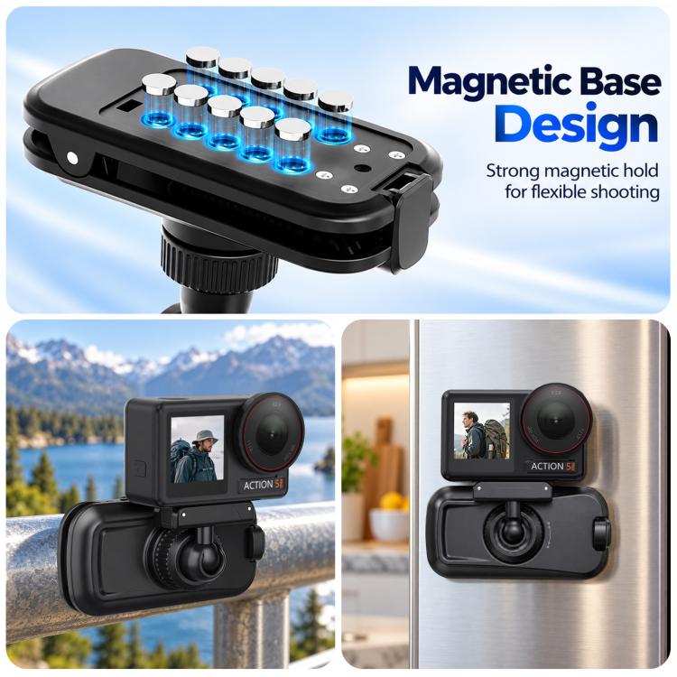Magnetic Quick-Release Base Backpack Clamp Mount for DJI Action 3 / 4 / 5 Pro / Osmo 360, For DJI Action 3 / 4 / 5 Pro / Osmo 360
