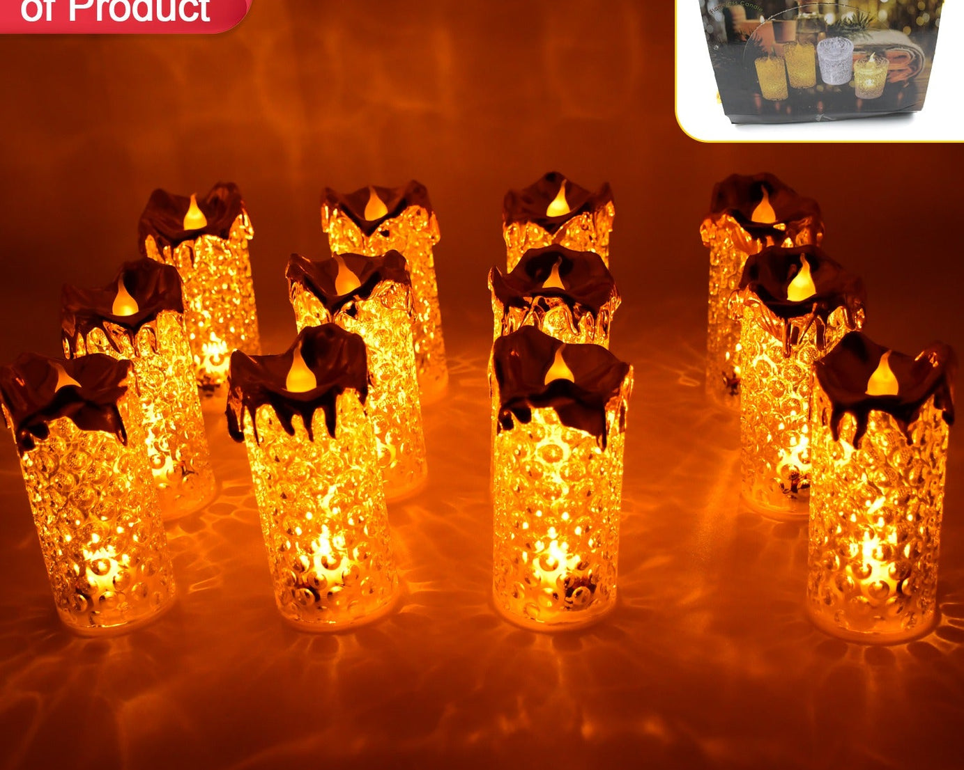 Gold Flameless Candles LED Light Flameless and Smokeless Decorative, Candles Led Tea Light Candle Perfect for Gifting, Home, Diwali,Wedding, Christmas, Crystal Candle Lights, Table Decorations (12 Pc MOQ)
