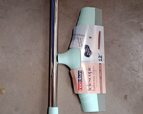 Ganesh 30 cm telescopic bathroom wiper, shown from different perspectives.