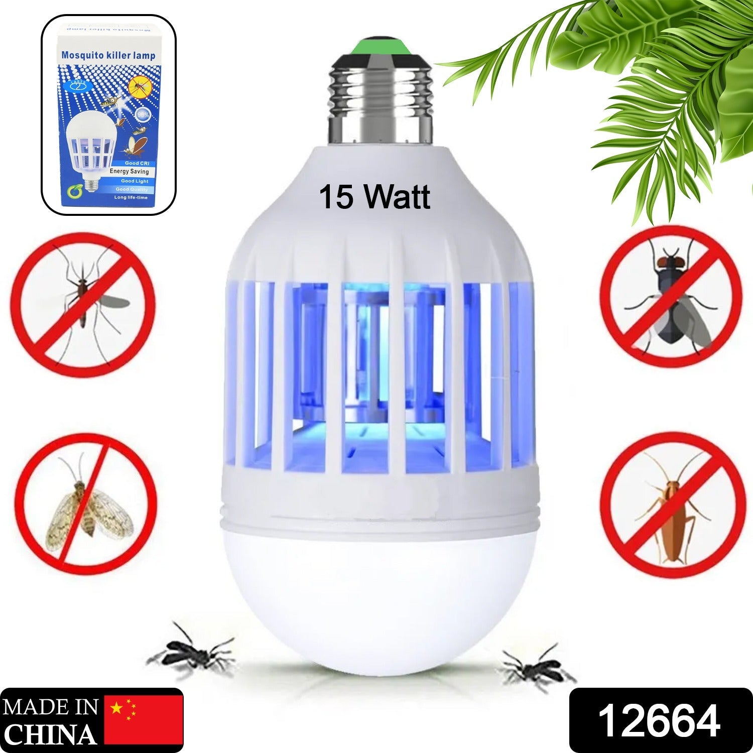 12W & 15W Mosquito Killer Lamp E27 Summer Moths Flying Insects Led Zapper Mosquito Killer Lamp Light Bulb Household