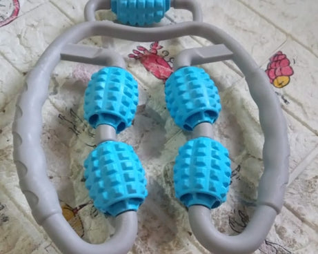 0265 Muscle Massage Roller, 5 Wheels Relieve Soreness Leg Muscle Roller Fitness Roller Muscle Relaxer Massage Roller Ring Clip All Round Massaging Uniform Force Elastic PP Drop Shaped for Home Use (1 Pc)