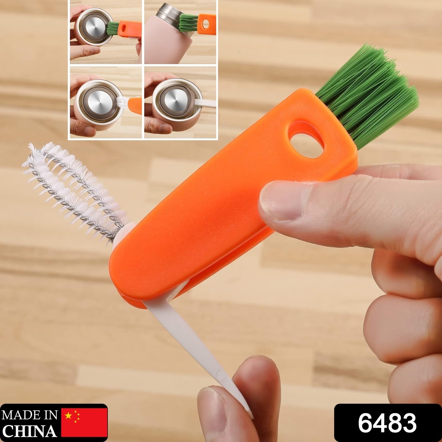 6483 3 in 1 Multifunctional Cleaning Brush Mini Glass Cover Cleaning Brush Bottle Cleaning Brush Set Cup Cleaner Brush Bottle Cap Detail Brush for Bottle Cup Cover Lid Home Kitchen Washing Tool (1 Pc)