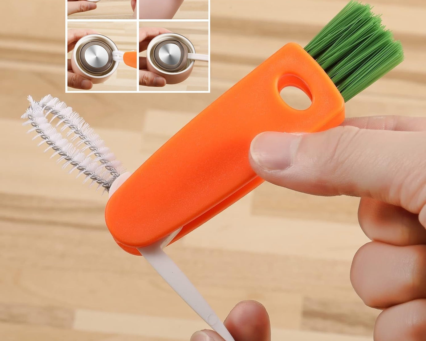 3 in 1 Multifunctional Cleaning Brush Mini Glass Cover Cleaning Brush Bottle Cleaning Brush Set Cup Cleaner Brush Bottle Cap Detail Brush for Bottle Cup Cover Lid Home Kitchen Washing Tool (1 Pc)