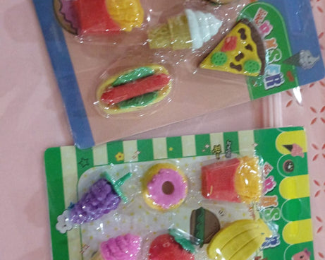 3D Food Fancy & Stylish Colorful Erasers, Mini Eraser Creative Cute Novelty Eraser for Children Different Designs Eraser Set for Return Gift, Birthday Party, School Prize (1 Set / Mix Design & Color)