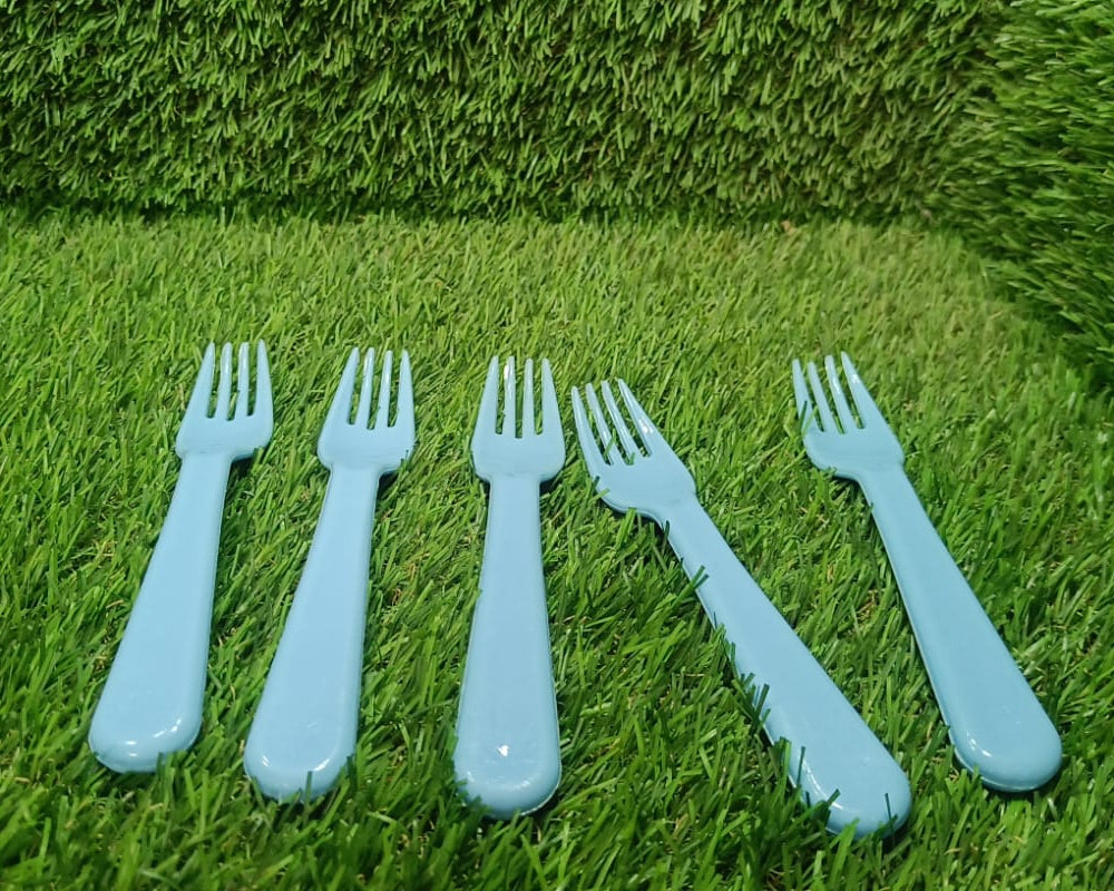 Reusable Premium Heavy Weight Plastic Forks, Party Supplies, One Size, plastic 5pc Serving Fork Set for kitchen, Travel, Home (5pc)