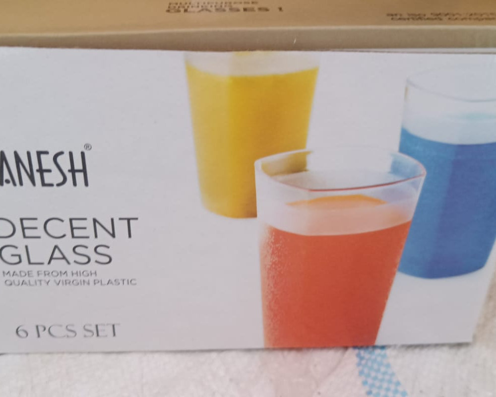 350ml Ganesh Decent glasses, set of 6, shown from different perspectives.